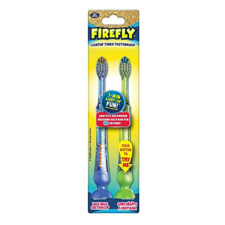 Firefly LightUp Timer Toothbrush with Suction Cup 2 ea (color may vary) (1 Pack)