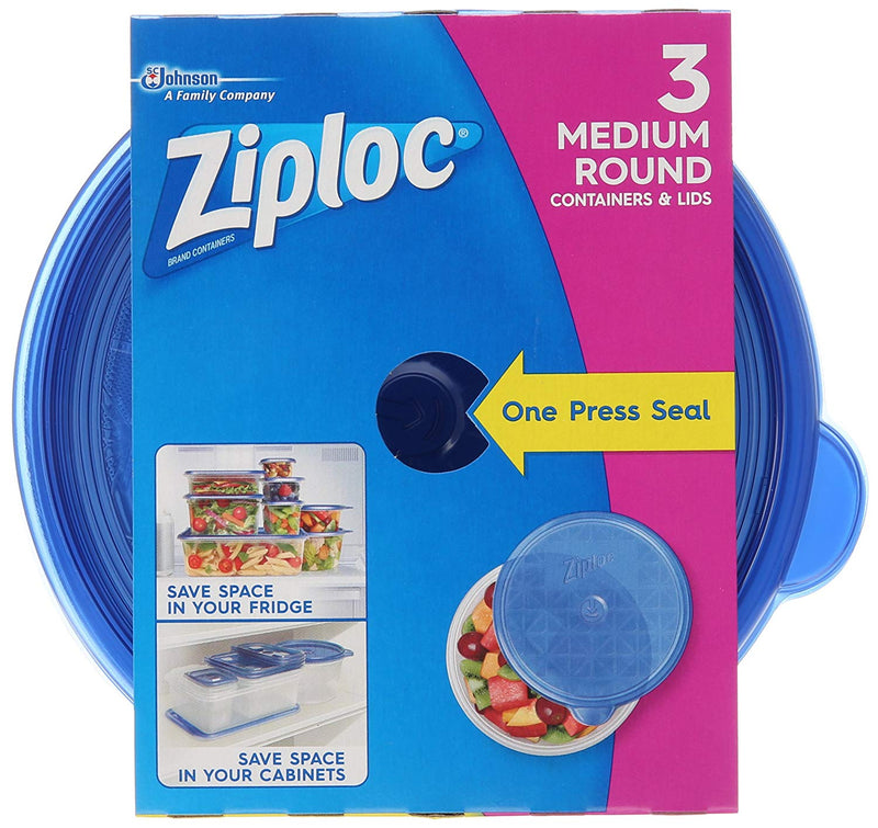 Ziploc Medium Round Containers/lid 3Count