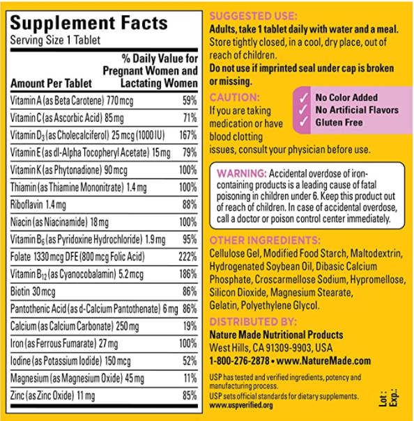 Nature Made Prenatal Multi, 250 Tablets