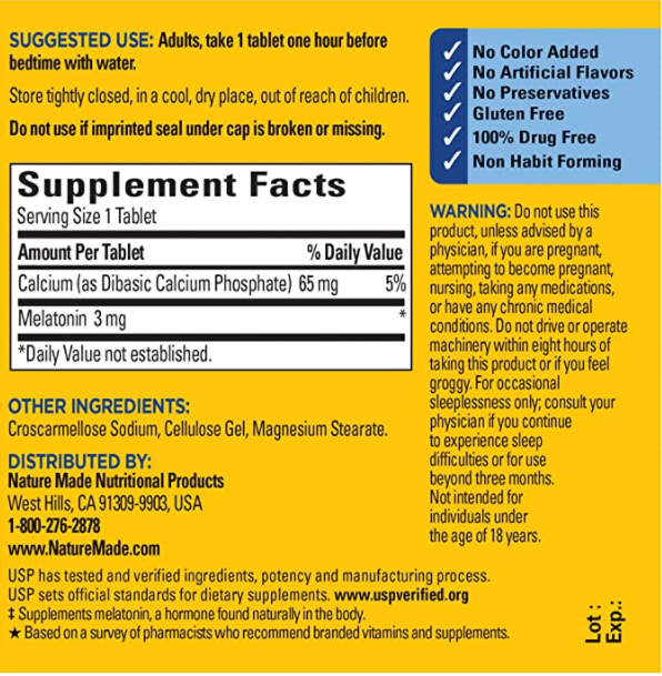 Nature Made Melatonin 3 mg, (240 Tablets)