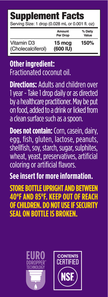 Ddrops® Booster 600 IU 100 Drops - Daily Vitamin D Drops for Children and Adults, Immune Health, Kids Vitamin D Drops