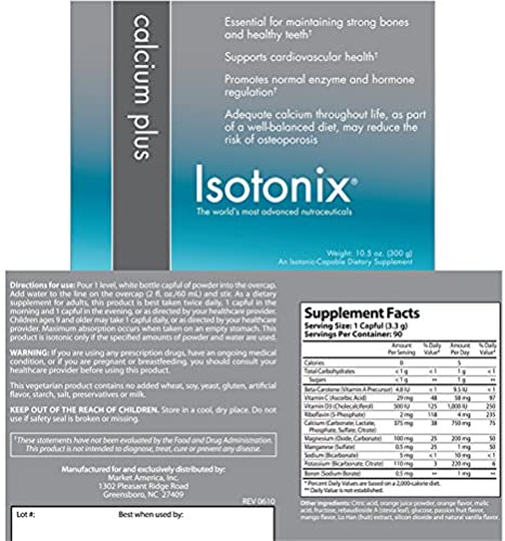 Isotonix Calcium Plus, Supports Skeletal Health, Strong Bones, Healthy Teeth, Supports Cardiovascular Health, Market America (90 Servings)