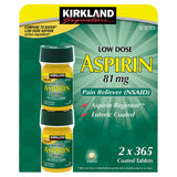 Kirkland Signature Low Dose Aspirin 81 mg 2 pack（2x365，730 Tablets）