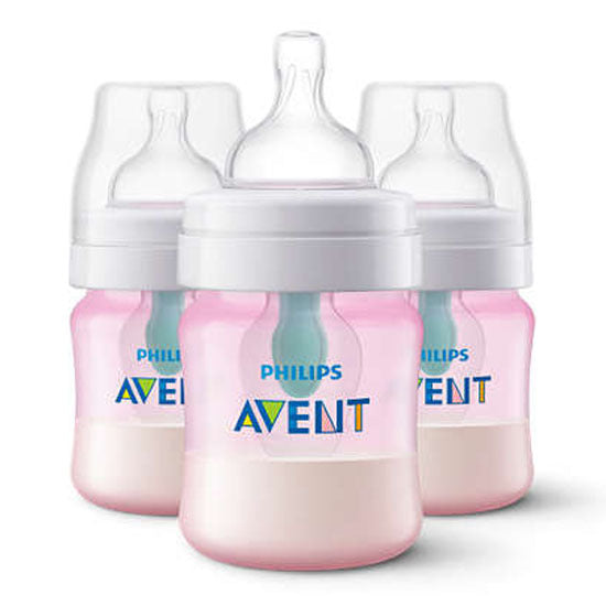 Philips AVENT 3-Pack Anti-colic bottle with airfree vent - Pink (4 oz, 125 ml)