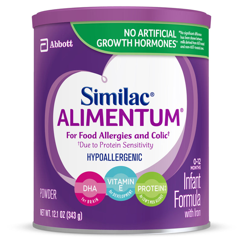 Similac Alimentum Hypoallergenic Infant Formula, for Food Allergies and Colic, Starts Reducing Excessive Crying Within 24 Hours, Easy to Digest, Lactose-Free Formula Powder (19.8-oz Can)