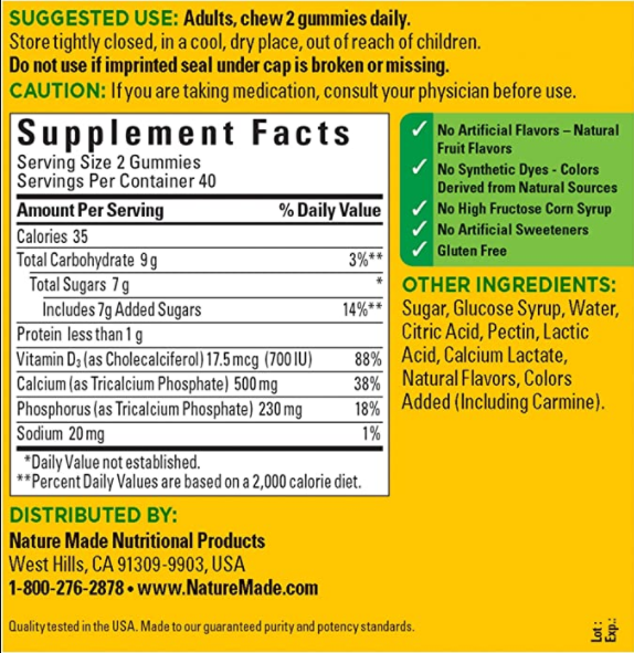 Nature Made Calcium 500 mg (80 Count)