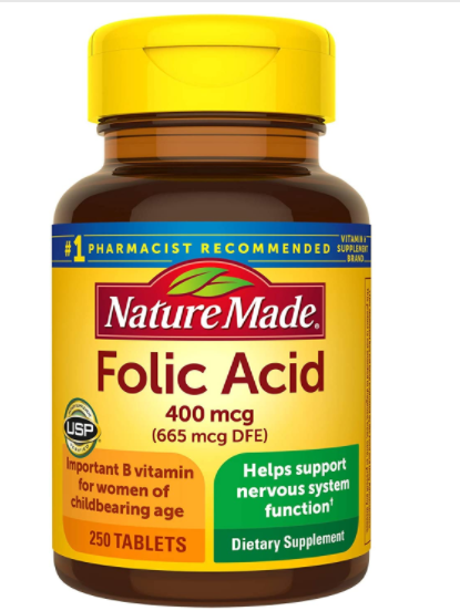 Nature Made Folic Acid 400 mcg (665 mcg DFE, 250 Tablets)
