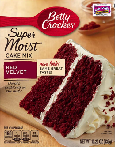 Betty Crocker Super Moist Cake Mix, Red Velvet, 15.25 Ounce