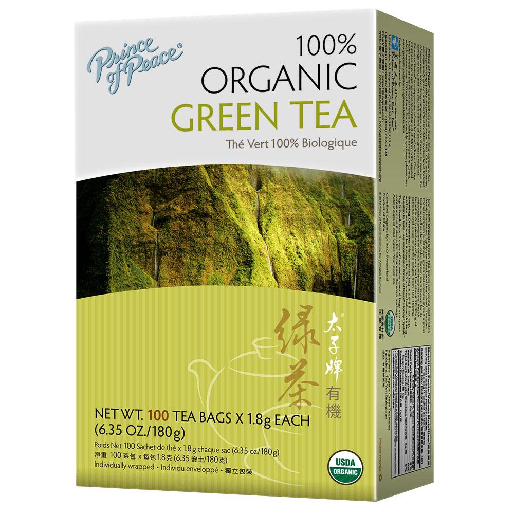 PRINCE OF PEACE 100% Organic GREEN TEA, 100 Tea Bags, 6.35 oz/180 g