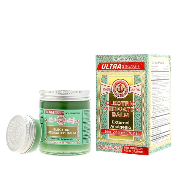 Ultra Strength Fei Fah Electric Medicated Balm (L) (2.45 Oz) + travel size (0.35 Oz)