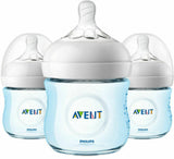 Philips AVENT 3-Pack Natural Wide-Neck Bottles - Blue (4 oz, 125 ml)