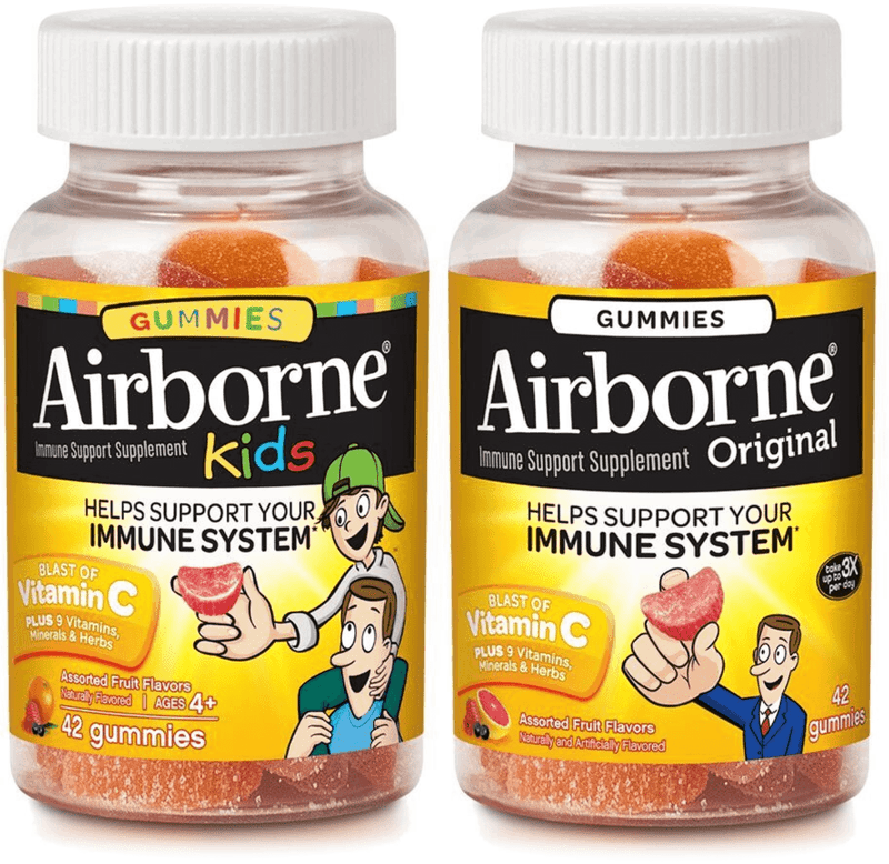 Airborne Immune Support Gummies, Assorted Fruit, Kids 42 Ct & Adult 42 Ct 1 ea (1 Pack)