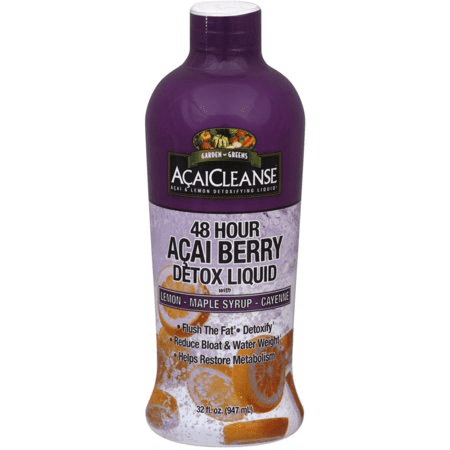 Garden Greens AcaiCleanse 48 Hour Acai Berry Detox Liquid with Lemon, Maple Syrup & Cayenne 32 oz (1 Pack)