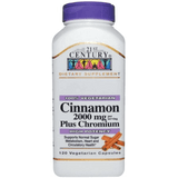 21st Century Cinnamon 2000 mg Per Serving Plus Chromium Vegetarian Capsules 120 ea (1 Pack)