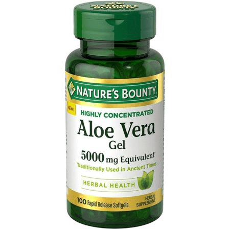 Nature's Bounty Aloe Vera Gel Herbal Health Supplement 5000mg, 100 ea (1 Pack)