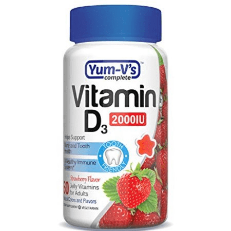 Yum V's Complete Vitamin D 2000IU for Adults Jellies, Strawberry 60 ea (1 Pack)
